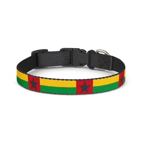 Guinea-Bissau Red Yellow Green Star Clip-on Pet Collar — front view