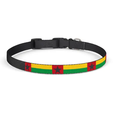 Guinea-Bissau Red Yellow Green Star Clip-on Pet Collar — front view