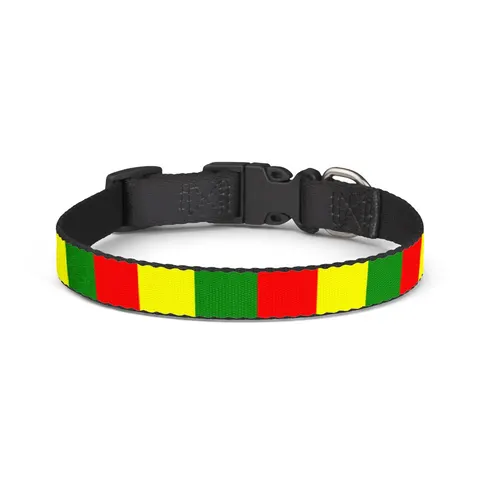 Guinea Red Yellow Green Clip-on Pet Collar — front view