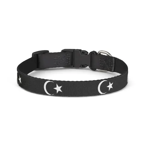 Libya Red Black Green Crescent Clip-on Pet Collar — front view