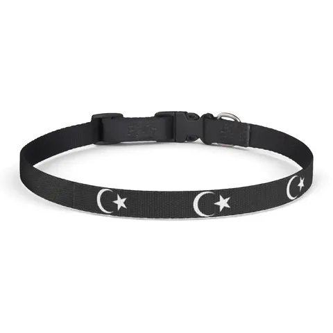 Libya Red Black Green Crescent Clip-on Pet Collar — front view