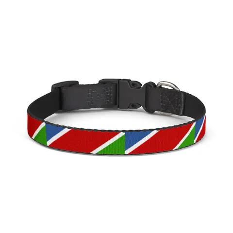 Namibia Diagonal Blue Red Green Clip-on Pet Collar — front view