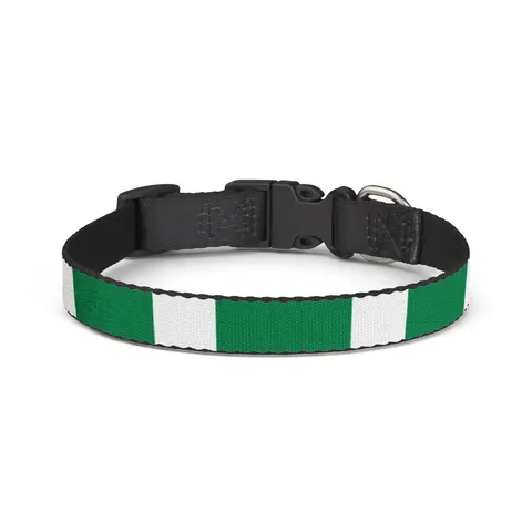 Nigeria Green & White Stripes Clip-on Pet Collar — front view