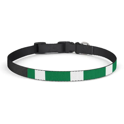 Nigeria Green & White Stripes Clip-on Pet Collar — front view