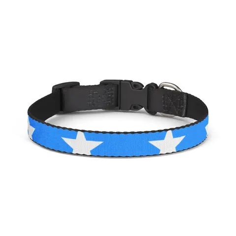 Somalia Blue White Star Clip-on Pet Collar — front view
