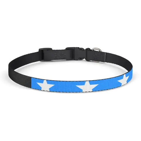 Somalia Blue White Star Clip-on Pet Collar — front view