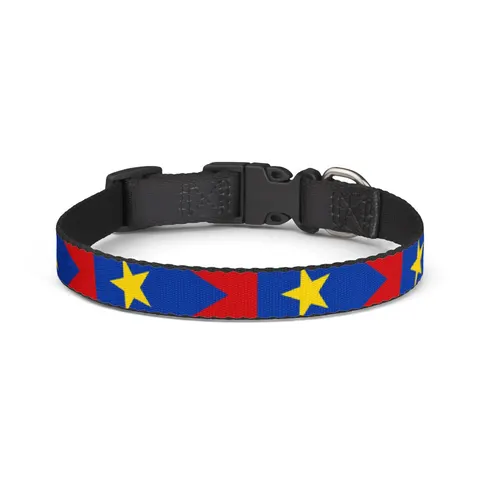 South Sudan Stripes & Blue Triangle Clip-on Pet Collar — front view