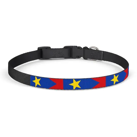 South Sudan Stripes & Blue Triangle Clip-on Pet Collar — front view