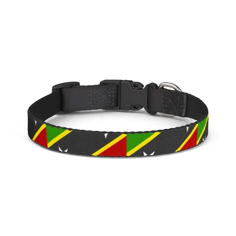 St. Kitts & Nevis Diagonal Stars Clip-on Pet Collar — front view