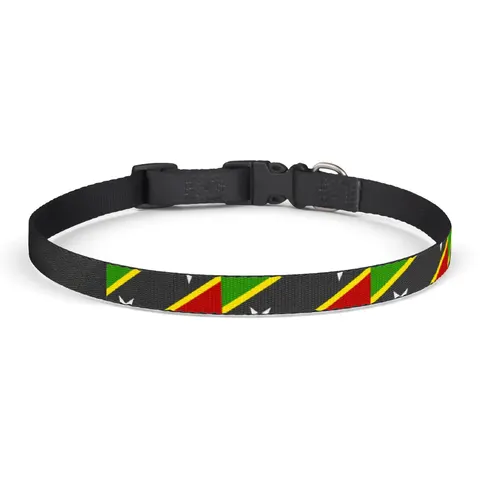 St. Kitts & Nevis Diagonal Stars Clip-on Pet Collar — front view