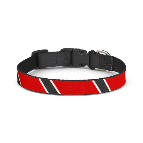 Trinidad & Tobago Diagonal Stripe Clip-on Pet Collar — front view