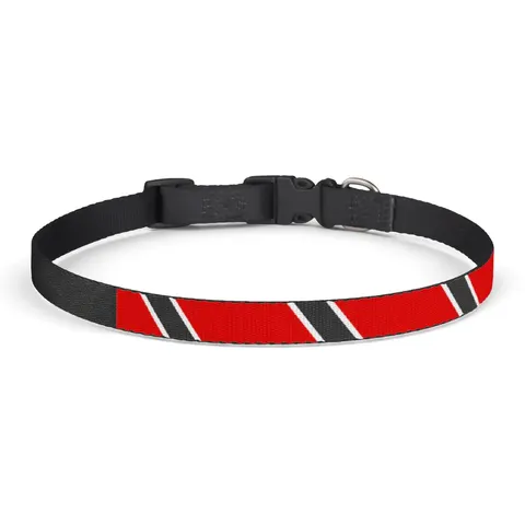Trinidad & Tobago Diagonal Stripe Clip-on Pet Collar — front view