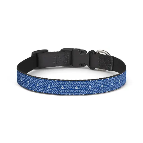 Hampton 1868 Blue & White Wave Clip-on Pet Collar — front view