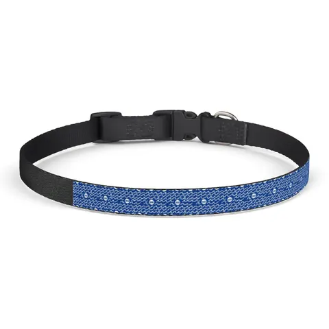 Hampton 1868 Blue & White Wave Clip-on Pet Collar — front view