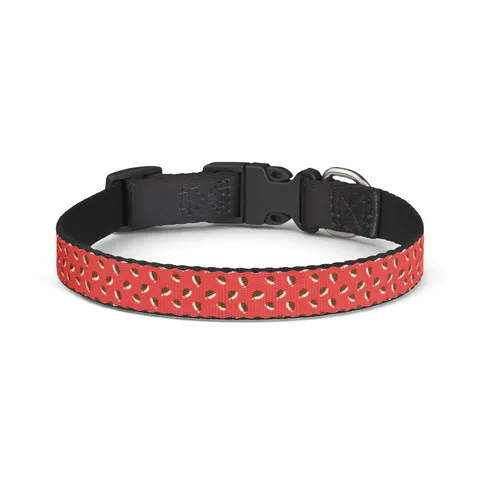 Holiday Brown Santa Hat Icons Clip-on Pet Collar — front view