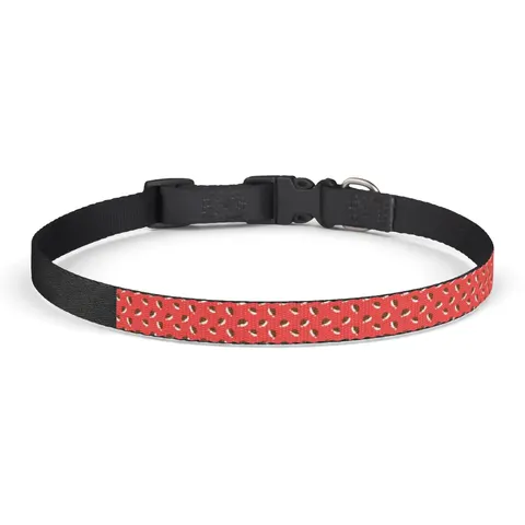 Holiday Brown Santa Hat Icons Clip-on Pet Collar — front view