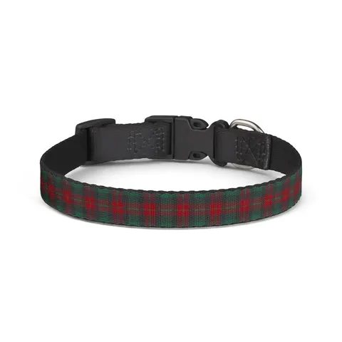 Holiday Fireplace Plaid Clip-on Pet Collar — front view