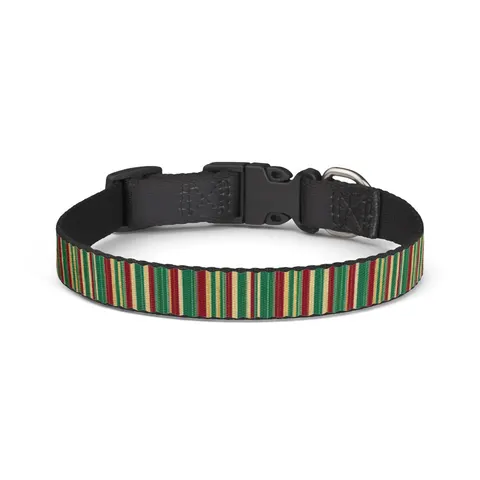 Holiday Gift Wrap Stripes Clip-on Pet Collar — front view