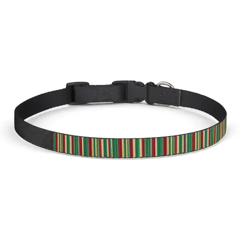 Holiday Gift Wrap Stripes Clip-on Pet Collar — front view