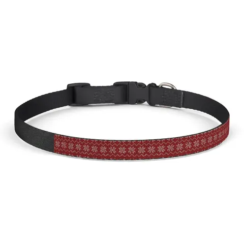 Holiday Red & White Knit Clip-on Pet Collar — front view