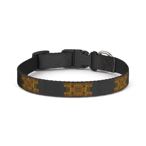 Holiday Kwanzaa Kente Border Clip-on Pet Collar — front view