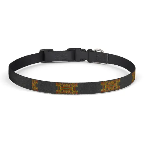 Holiday Kwanzaa Kente Border Clip-on Pet Collar — front view