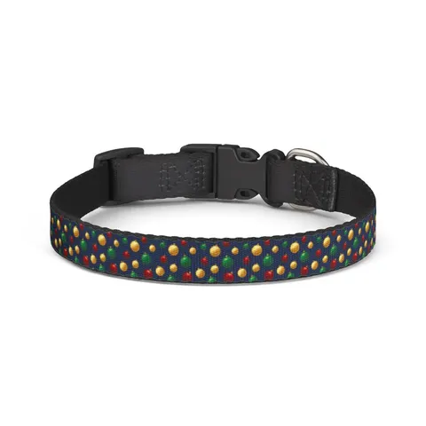 Holiday Glass Ornament Scatter Clip-on Pet Collar — front view