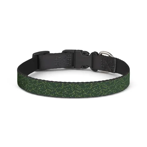Holiday String Lights on Green Clip-on Pet Collar — front view