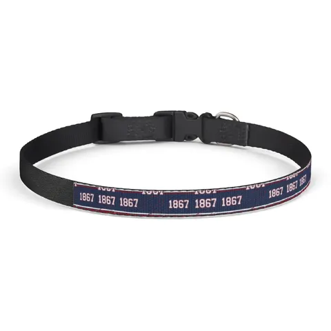 Howard 1867 Navy & Crimson Clip-on Pet Collar — front view