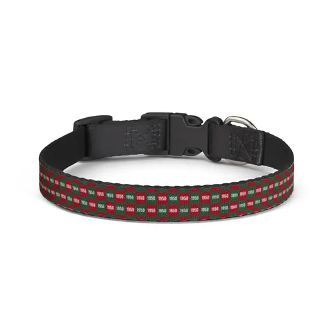 Mississippi Valley State 1950 Green & Red Clip-on Pet Collar — front view