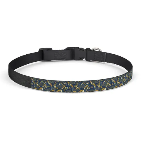 NC A&T 1891 Blue & Gold Tech Pattern Clip-on Pet Collar — front view
