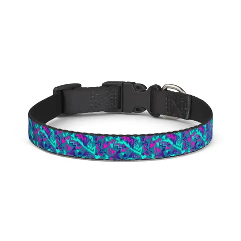 90s Memphis Pattern Clip-on Pet Collar — front view