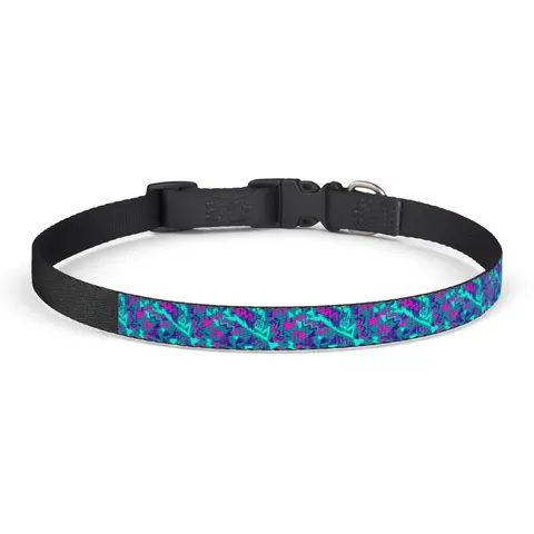 90s Memphis Pattern Clip-on Pet Collar — front view