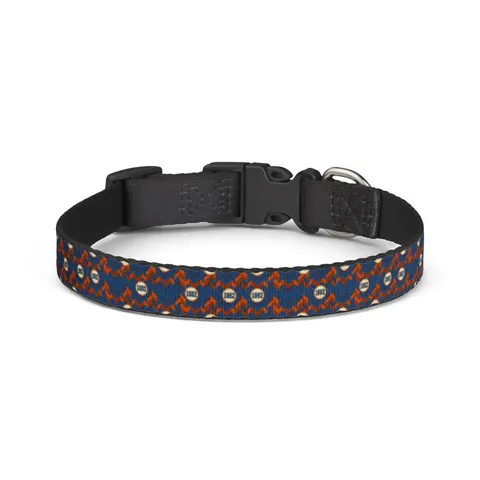 Virginia State 1882 Orange & Blue Clip-on Pet Collar — front view
