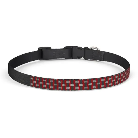 Winston-Salem State 1892 Red & Black Clip-on Pet Collar — front view
