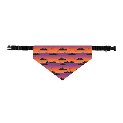 Atlanta Skyline Sunset Silhouette Pet Bandana Collar — other view