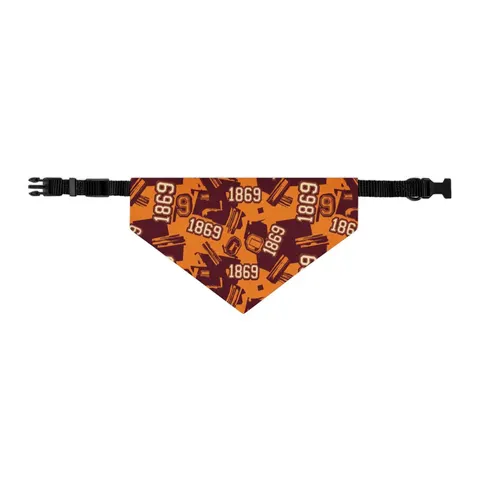 Claflin 1869 Orange & Maroon Pet Bandana Collar — other view