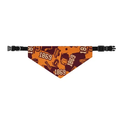 Claflin 1869 Orange & Maroon Pet Bandana Collar — other view