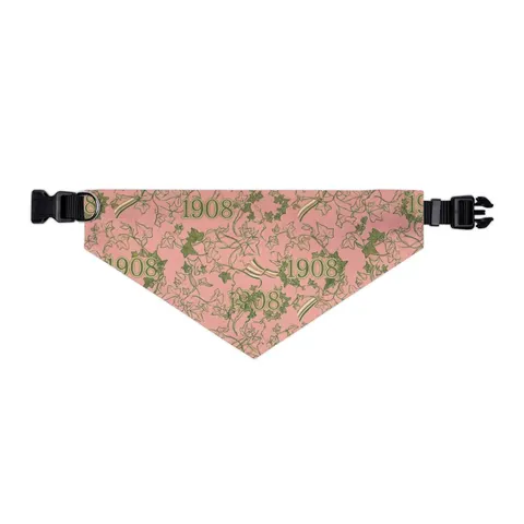 AKA 1908 Pink & Green Ivy Pattern Pet Bandana Collar — other view