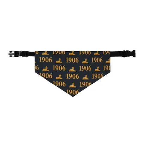 Alpha 1906 Black & Old Gold Pet Bandana Collar — other view