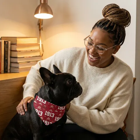 Delta 1913 Crimson Stamp Pet Bandana Collar