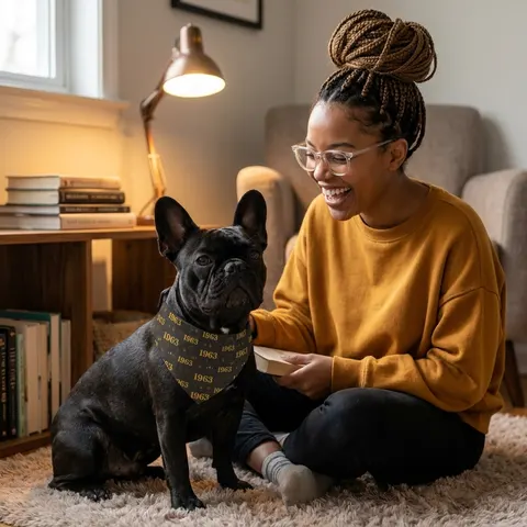 Iota 1963 Charcoal Brown & Gilded Gold Pet Bandana Collar