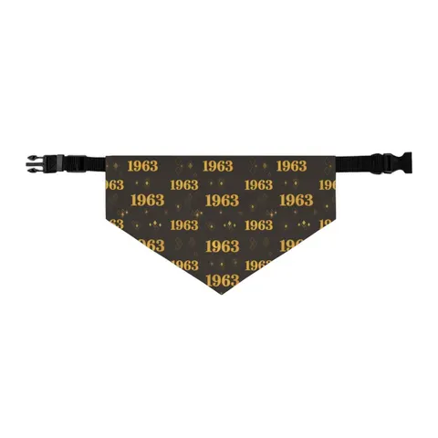 Iota 1963 Charcoal Brown & Gilded Gold Pet Bandana Collar — other view