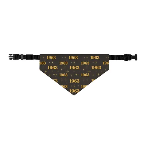 Iota 1963 Charcoal Brown & Gilded Gold Pet Bandana Collar — other view