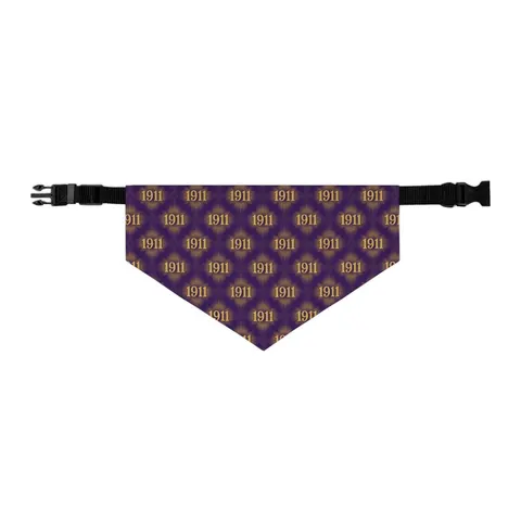 Omega 1911 Purple & Gold Glow Pet Bandana Collar — other view