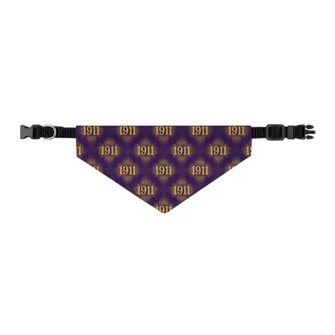 Omega 1911 Purple & Gold Glow Pet Bandana Collar — other view
