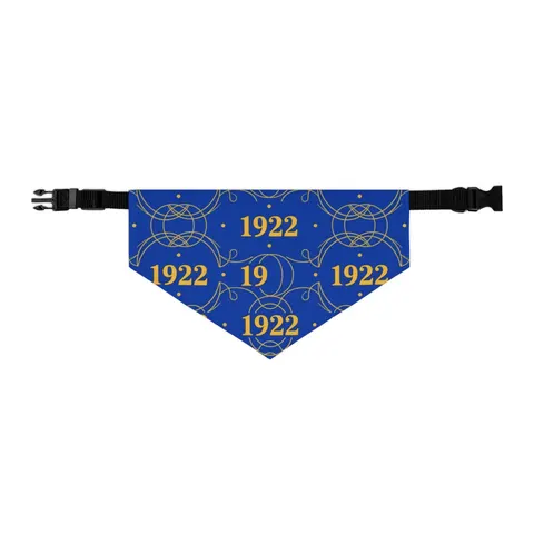 SGRho 1922 Royal Blue & Gold Pet Bandana Collar — other view