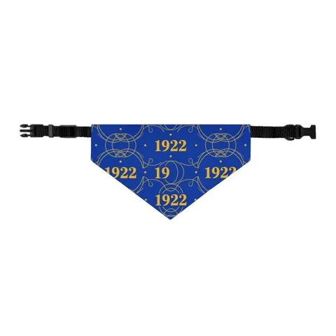 SGRho 1922 Royal Blue & Gold Pet Bandana Collar — other view