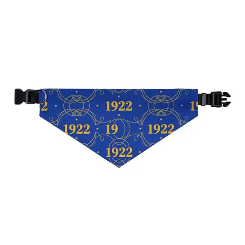 SGRho 1922 Royal Blue & Gold Pet Bandana Collar — other view