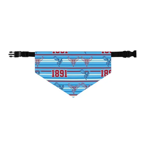 Delaware State 1891 Red & Blue Pet Bandana Collar — other view